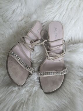 ALDO Women's Blush Suede Crystal Strap Sandals
